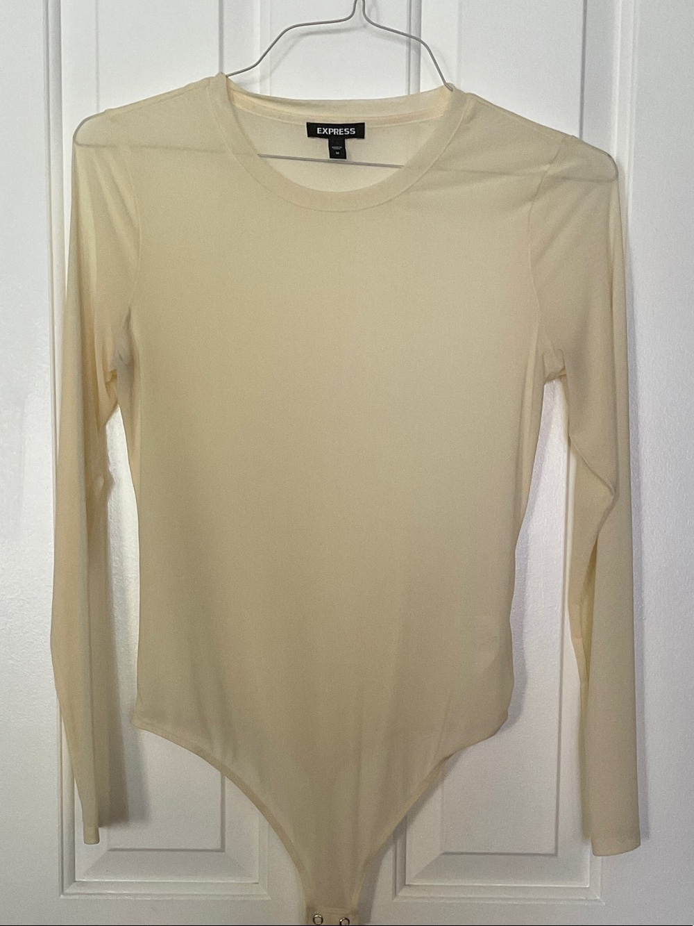Express Long Sleeve Crew Neck Bodysuit in Cream